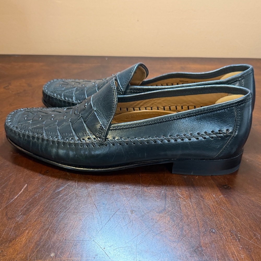 Florsheim Men's Black Woven Leather Slip-Ons - Picture 5 of 7